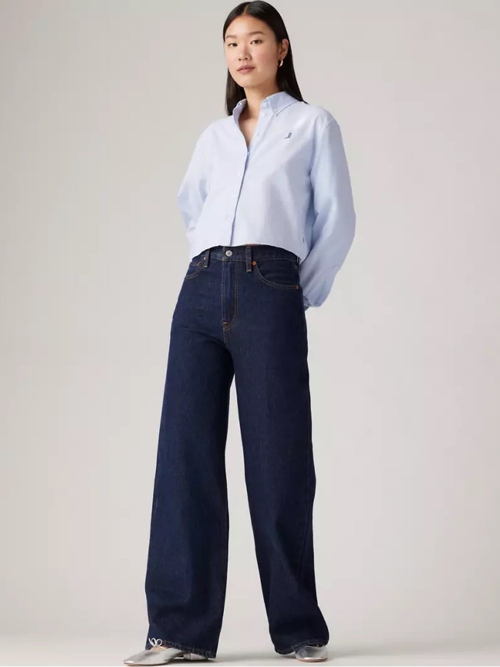 Levi's Ribcage Wide Leg Women's Jeans Dark Indigo Sz 25